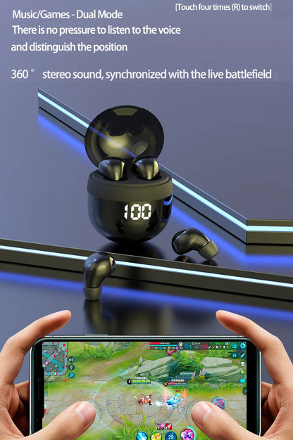 Écouteurs intra-auriculaires invisibles TWS Mini sans fil Bluetooth 5.3 avec microphone et réduction de bruit pour téléphone