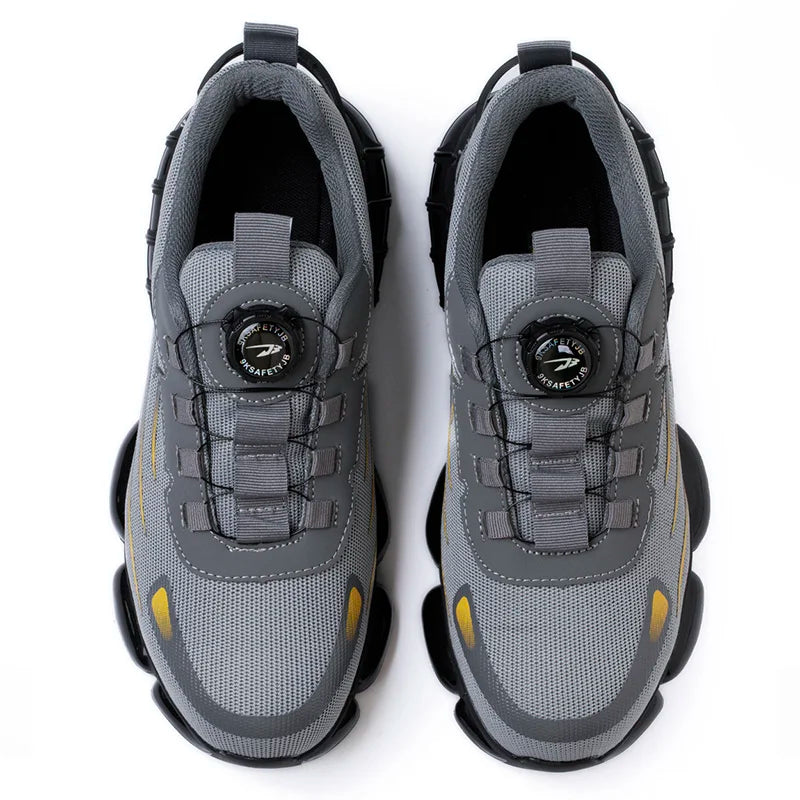 Breathable Men Boots Rotating Buttons Safety Shoes Men Puncture-Proof Work Boots Steel Toe Shoes Light Indestructible Shoes