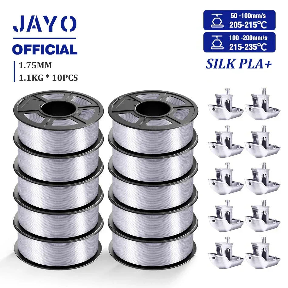 JAYO 10Rolls SILK PLA+ 3D Filament 1.75mm SILK PLA Rainbow  Filament for FDM 3D Printer SILK Dual & Triple 3D Printing Materials
