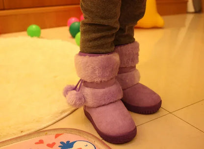 Girls Snow Boots 2019 Winter Comfortable Thick Warm Kids Boots Lobbing Ball Thick Children Autumn Cute Boys Boots Princess Shoes
