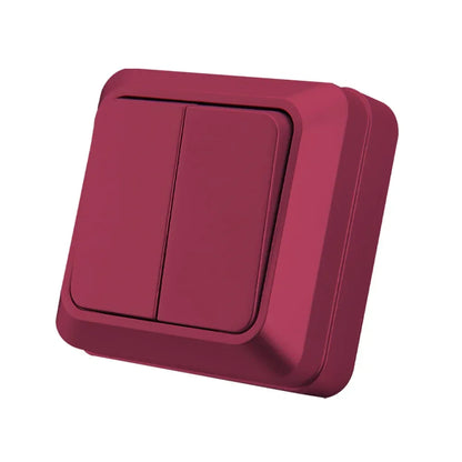 Blue Flame Retardant EU Standard Spray Plastic Rocker Switch Wall Surface 2 Gang 1 Way Button Light Switch On/Off Classic Switch