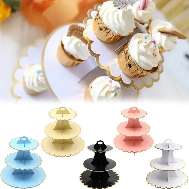 Cake Rack Stand 3 Layer Afternoon Tea Wedding Banquet Plates Party Utensils Birthday Party Christmas Party Cake Tools Display De
