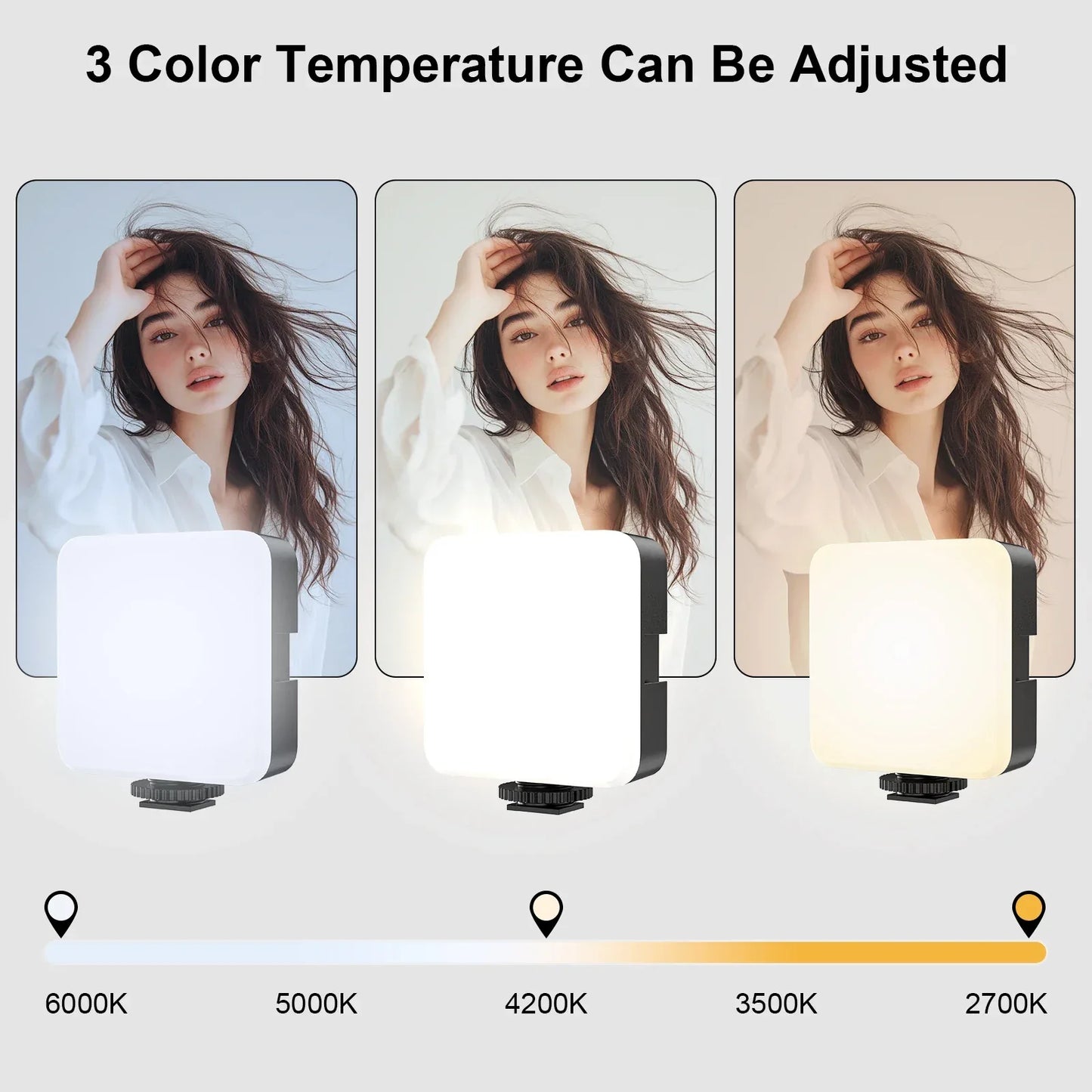 WEYLLAN Led Light for Camera and Tripod Mini Portable Light Selfie Rechargeable Video Lighting Cold Shoe Adjusted 3 Light Modes