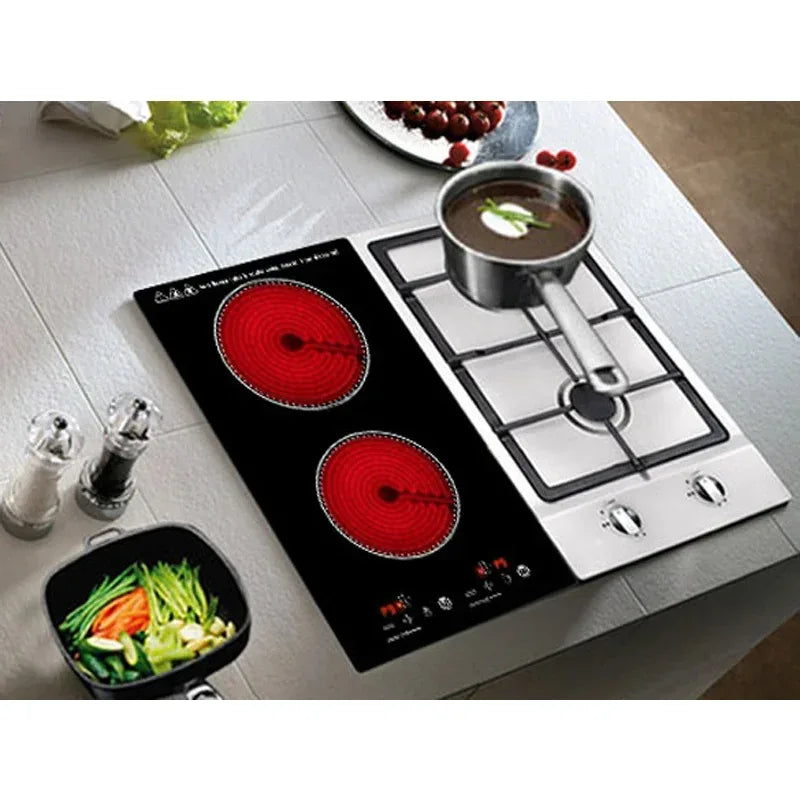 Kitchen 2 Rings Ceramic Cooker Induction Cooktop Double Electric Cooker Hob Heating Cooker Electric Stove Vertical Cooking Plate
