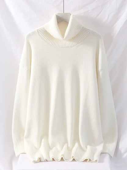 Winter Pink Turtleneck Sweaters Women Oversized Autumn Warm Women's Jumper Loose Basic White Turtleneck For Women Pullovers