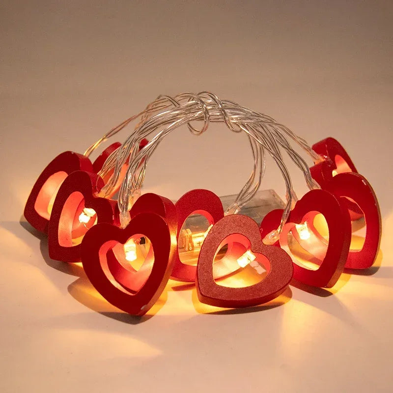 LED Light String Fairy Peach Heart Garland Lamp Bedroom Garden Birthday Valentine's Day Wedding Party Decoration Lights String