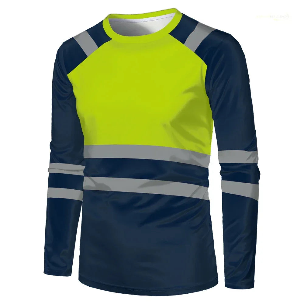 Autumn New High Quality Men's Safety Work Clothing Quick Drying Breathable Work Tops Sweat Wicking Comfort Oversized T Shirt