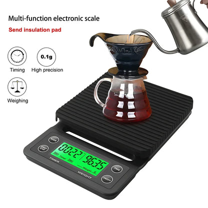 5/3kg LCD Electronic Drip Coffee Scale High Precision Measuring Digital Display Timer Coffee Weight Tools Portable Kitchen Sc