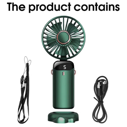 Handheld Mini Fan Foldable Portable USB Charging Neck Fan 1200mAh 5 Speed Settings  Suitable for Home and Outdoor Use
