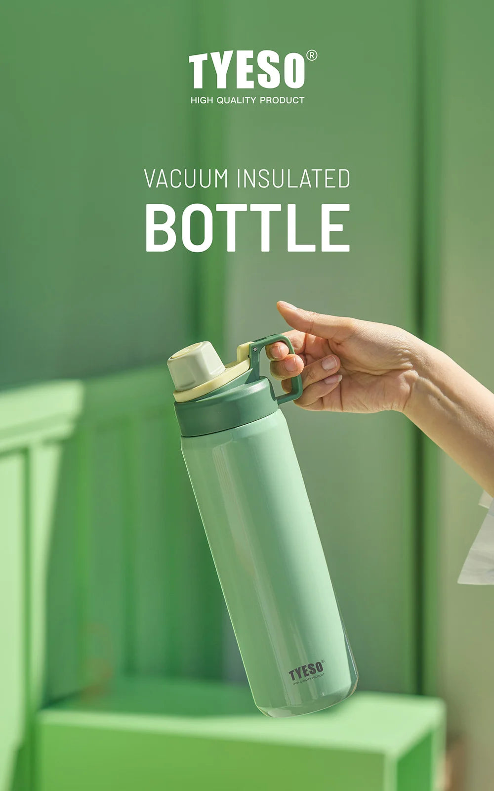 Tyeso Vacuum Flask for Men Women Stainless Steel Outdoor Water Bottles for Cycling Hiking 750ml 900ml Portable Water Bottle