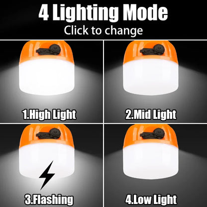 500W LED Camping Lantern USB Rechargeable Portable Lamp Bulb Flashlight with Power Display Emergency Light for Outdoors Fishing