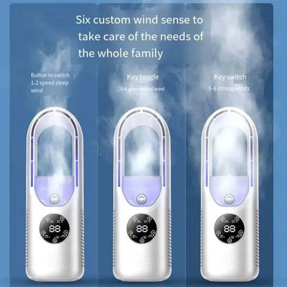 Bladeless Fan Air Cooler Portable Led Display Desktop Fanless Bladeless Cooler Cooling Six Gear Adjustable Fan Office Bedroom