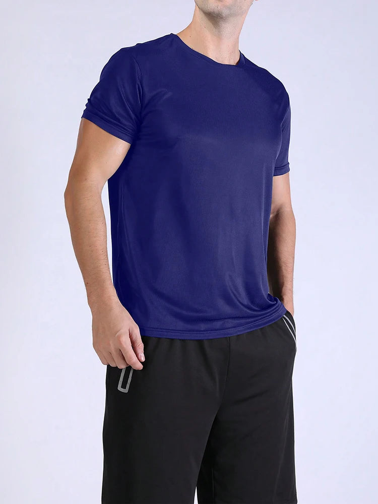 5PCS Men's Solid Color Ultralight Quick Dry Sport T-Shirt, Breathable Lightweight Top For Fitness Training Workout Running Gym