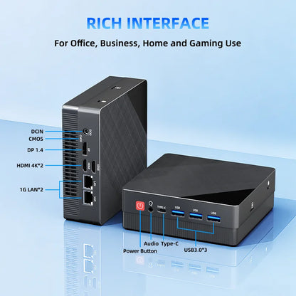 TexHoo Mini PC AMD R7 5800H 7730U up to 16G DDR4 512G NVMe Dual HDMI DP Wifi6 WDesktop Gaming Computer Dual Network Ports