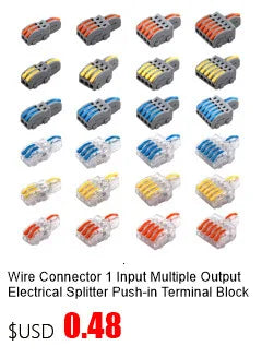 Wire Connector 1 Input Multiple Output Electrical Splitter Push-in Terminal Block Butt Home LED Light Quick Wiring Connectors