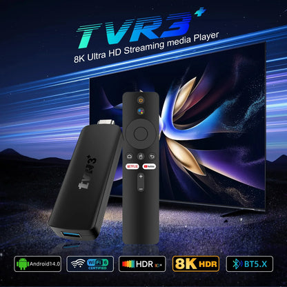 2026 TVR3+ Dual UI interface TV Stick 8K HD WIFI 6 Android 14.0 RK3518 Quad Core 8GB RAM 128GB ROM Home Theater Media Player