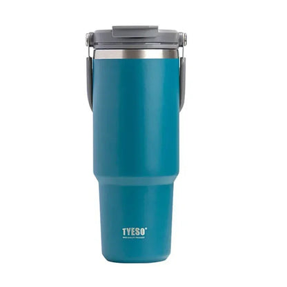 Tyeso Car Stainless Steel Insulated Cup 600/750/900ml Vacuum Thermal Cup with Straws and Handles Outdoor Portable Water Bottle