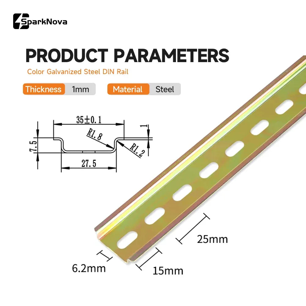 Universal Type DIN Rail 1mm Thickness 10-50cm Length for C45 Circuit Breaker Terminal Blocks Relay AC Contactor Guide Rails