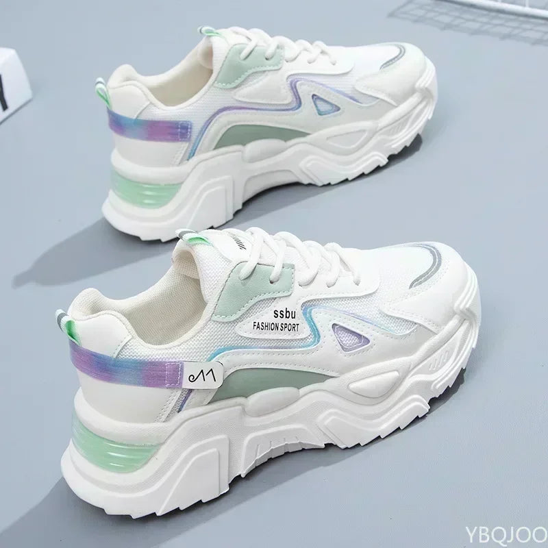 2025 Sneakers Women Platform Flat Shoes Woman Shoes Green Casual Trainers Ladies Chunky Sneakers Women Shoes
