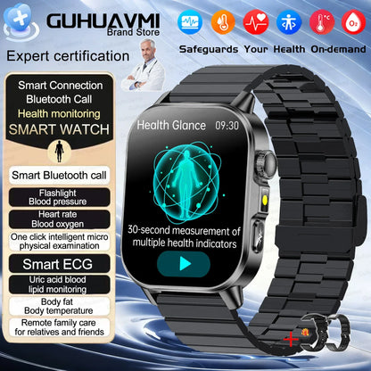 2026 New Health Smart Watch Precise Measurement ECG+PPG Blood Pressure Uric Acid Body Fat Analysis call SmartWatch For Men Women