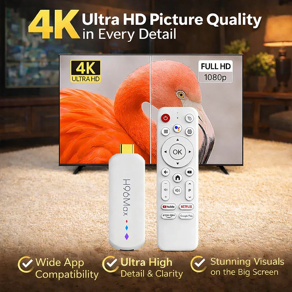 Android TV Stick S905L3 H96 Max M20 Quad-Core Smart TV Stick Media Player Voice Assistant Support 4K Streaming TV Stick 2GB 16GB