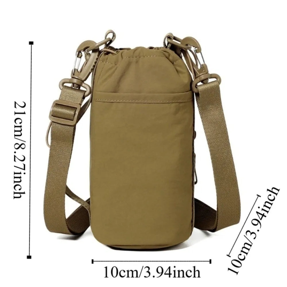 Adjustable Strap Nylon Water Bottle Storage Bag Phone Pocket Nylon Material Portable Water Bottle Bag Protective Cover