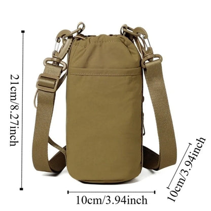 Adjustable Strap Nylon Water Bottle Storage Bag Phone Pocket Nylon Material Portable Water Bottle Bag Protective Cover