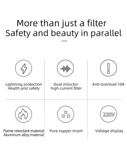 ATAUDIO Hifi Power Filter Power Power Conditioner Purifier Surge Protection with US Plug and Universal Socket