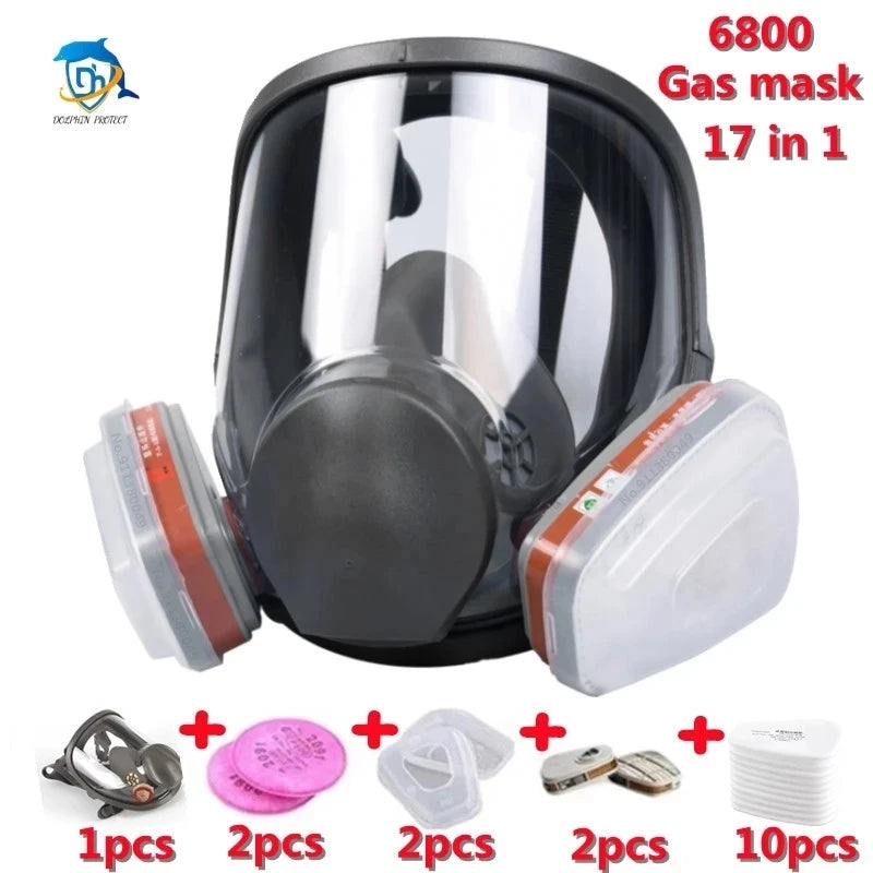 15 in 1 full face mask, reusable, wide field of vision, widely used in paint and welding woodworking 6800 respirator