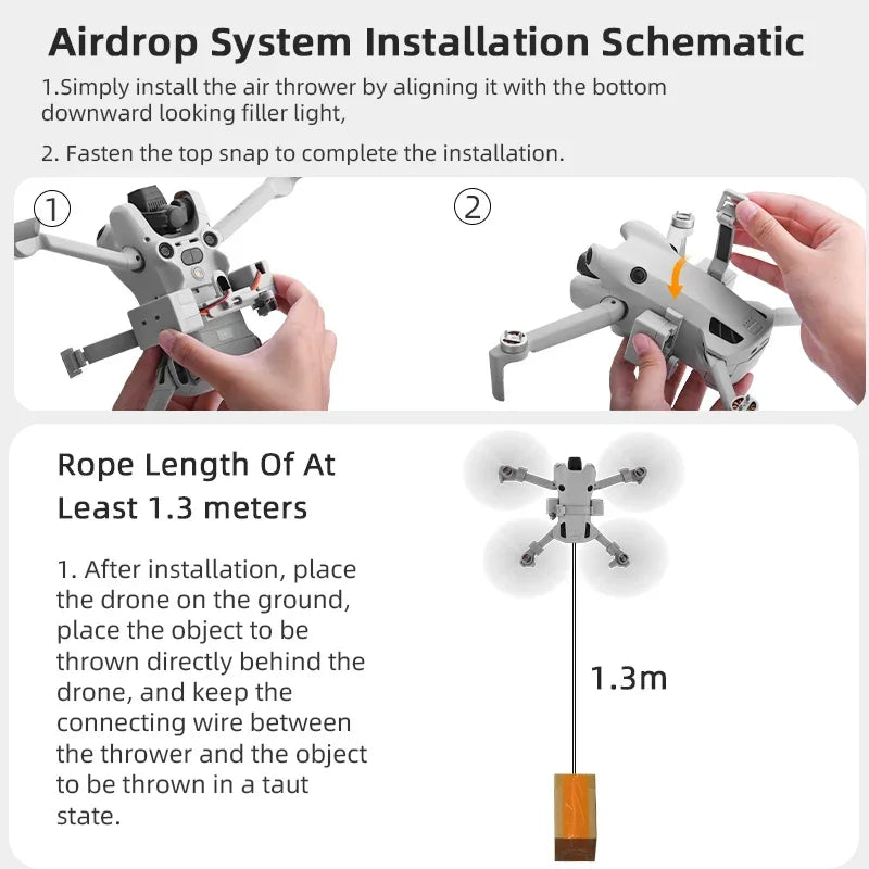 Airdrop System for DJI Mini 4 Pro Quick Release Thrower Casting Bait/Giving Gifts/Emergency Rescue Drone Accessories