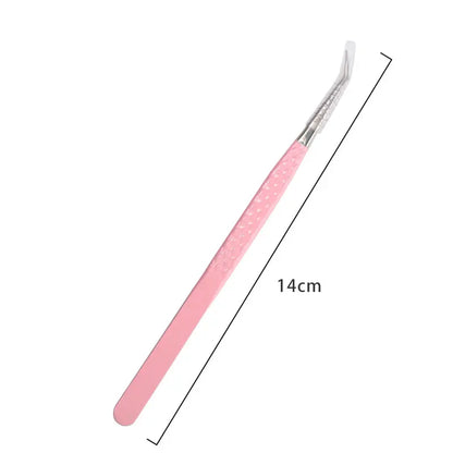 1pcs Fiber Tip Eyelash Extension Tweezers Stainless Steel Eyebrow Clip Lash Lifting High Precise Eyelashes Tweezer Makeup Tool
