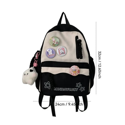Cute Japanese Style Backpack Nylon Multi-function School Bag Large Capacity Handbag Student