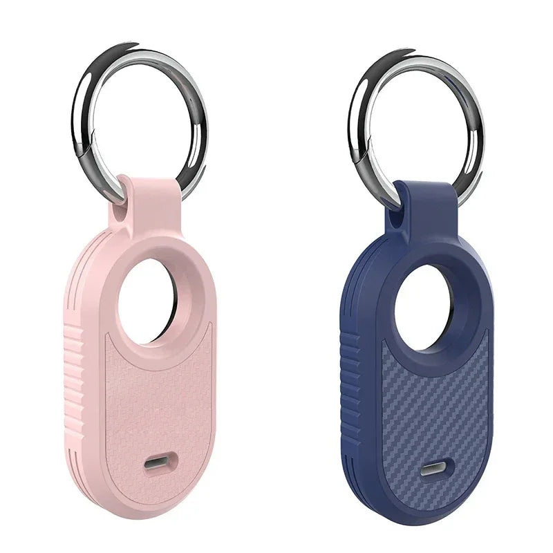 Carbon Fiber Style Case For Samsung Galaxy Smart Tag 2 Locator Anti-lost Backpack Keychain TPU Soft Silicone Protect Back Cover