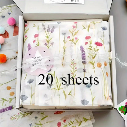 20 Sheets Lavender Print Tissue Paper - Semi-Transparent Perfect for Christmas Birthdays Weddings Valentine's Day 14x20 Inches