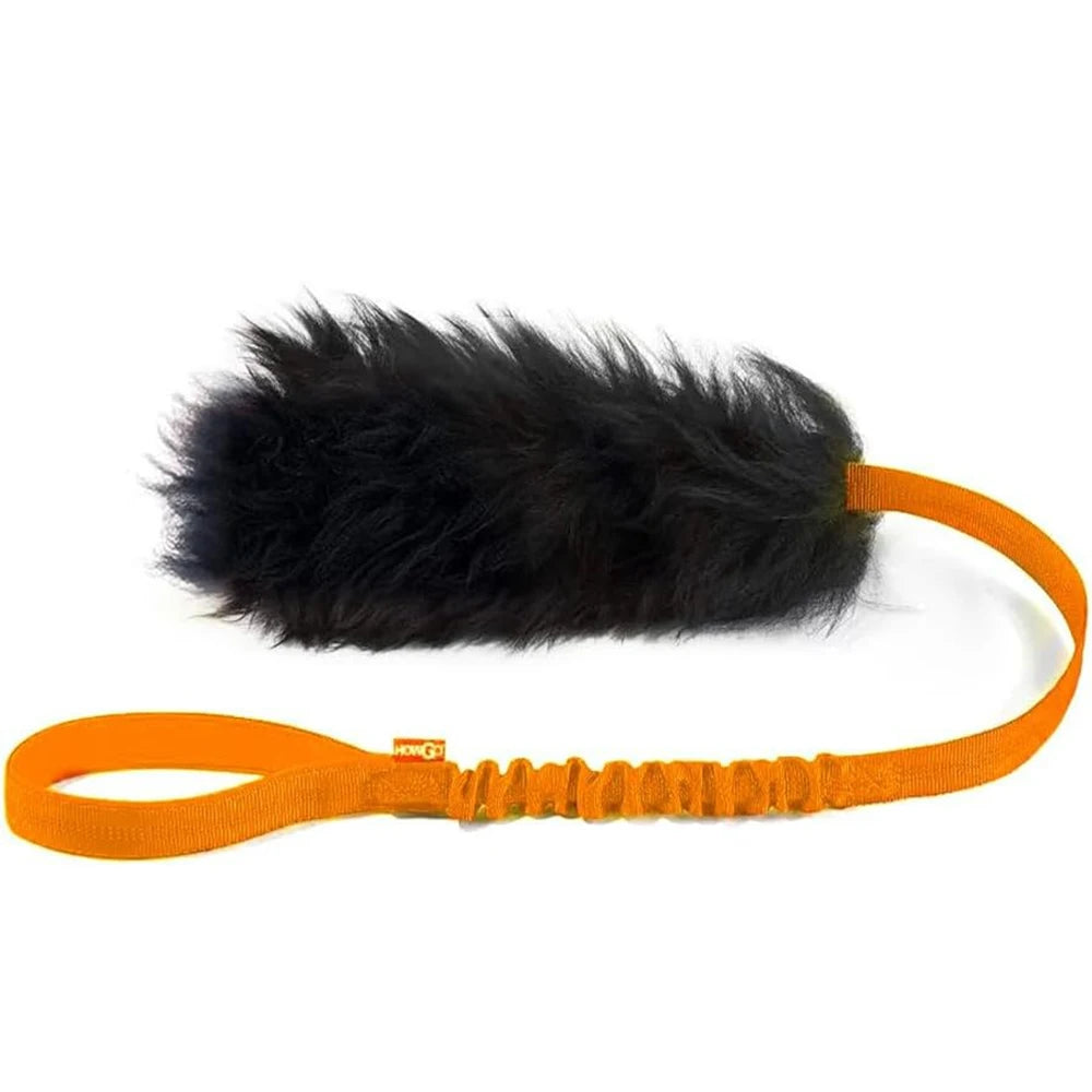 Dog Rope Toy Interactive Dog Bungee Chaser Toy with Rubber Ball Pet Tug Toy Sheepskin for Medium Large Dogs Exercise Outdoor