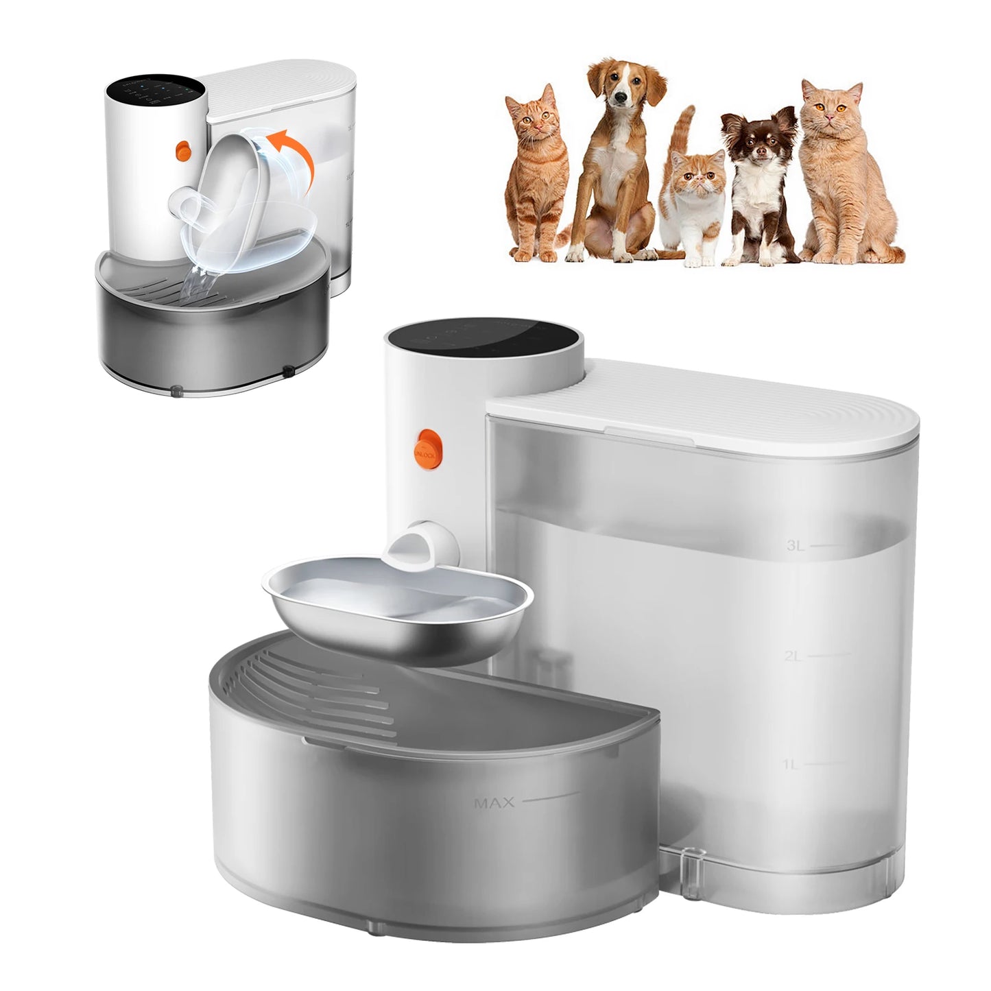 Petgravity Stainless Steel Bowl Pet Intelligent Pouring Water Dispenser Automatically Purifies The Wireless Drinking Bowl For Cats