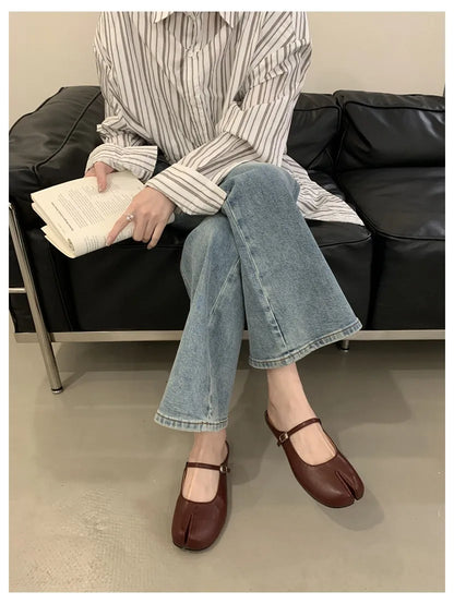 Women Tabi Ninja Slippers Brand Mules Soft Microfiber Comfy Flats Fashion Split Toe Slides Casual Loafer Shallow Ballerina Mujer