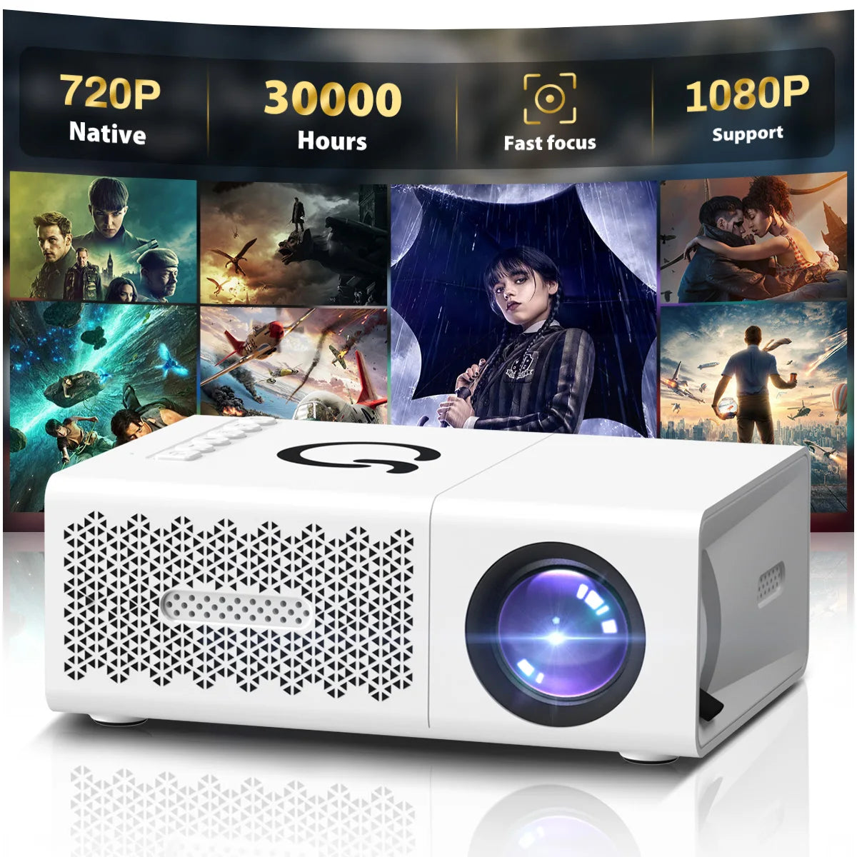 Mini Portable LED Projector | Home Theater & Outdoor Cinema Supports 4K