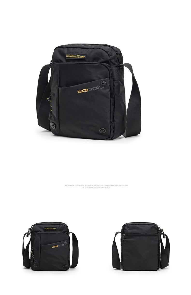 VOLUNTEER Shoulder Bag for Men New Light Weight Commuter Fashion Oxford Cloth Versatile Solid Phone Crossbody Bags Man 1698-08