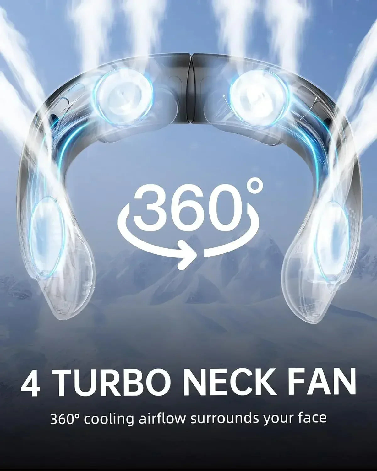 Portable Neck Fan 3-speed 4000mAh USB Charging Fast Cooling Multifunctional Digital Display Air Conditioner Outdoor Neck Fan