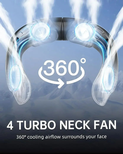 Portable Neck Fan 3-speed 4000mAh USB Charging Fast Cooling Multifunctional Digital Display Air Conditioner Outdoor Neck Fan