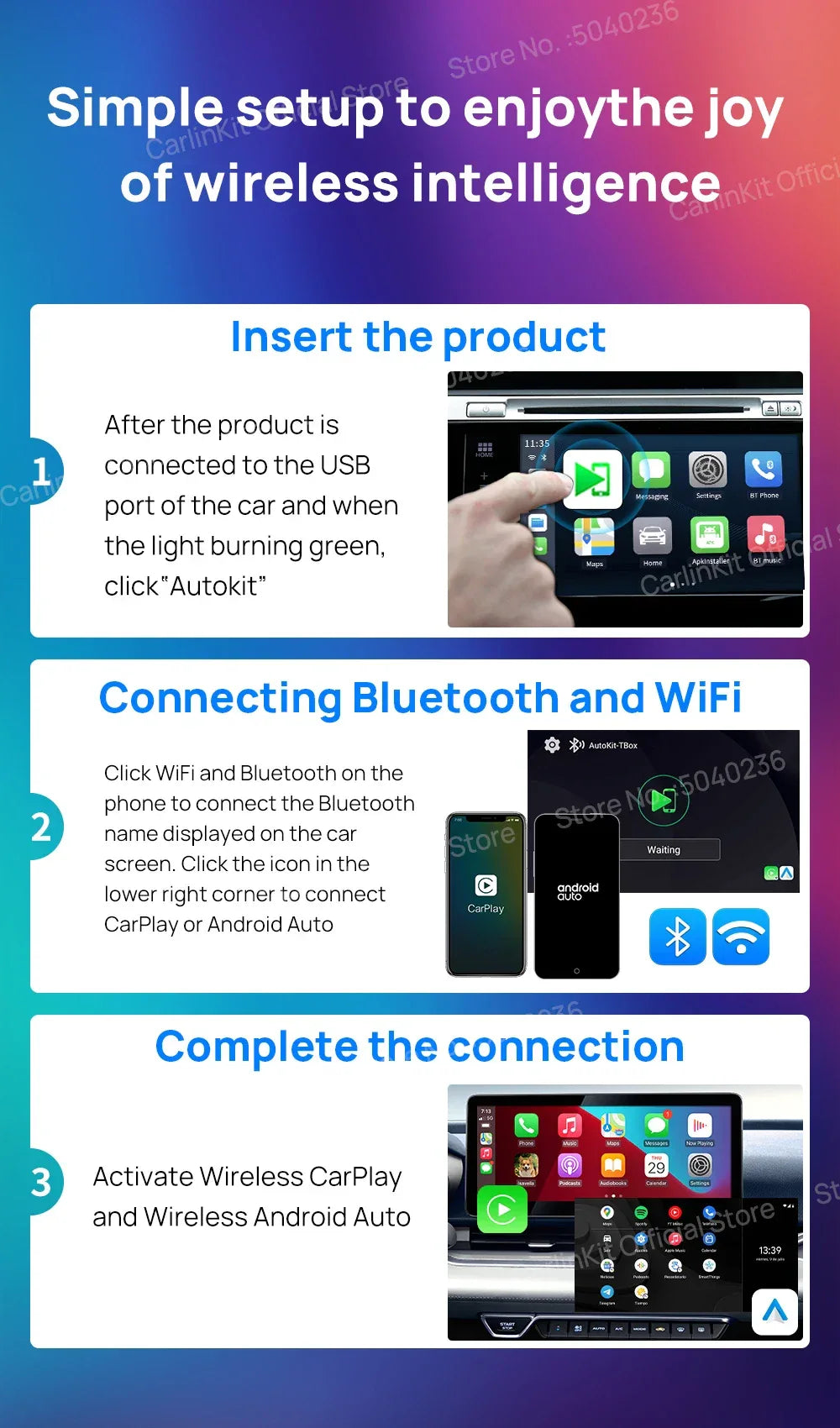 CarlinKit CarPlay Ai Box Android 13 Plus QCM6125 8-core Wireless Android Auto& CarPlay Car USB Adapter FOTA Upgrade For Netflix