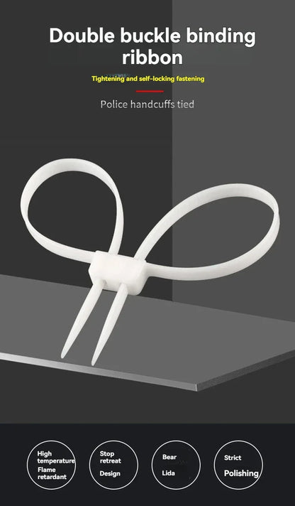 2/20PCS 27.5" Heavy Duty Police Plastic Handcuffs – Flexible Self-Locking Double-Head Nylon Cable Zip Ties