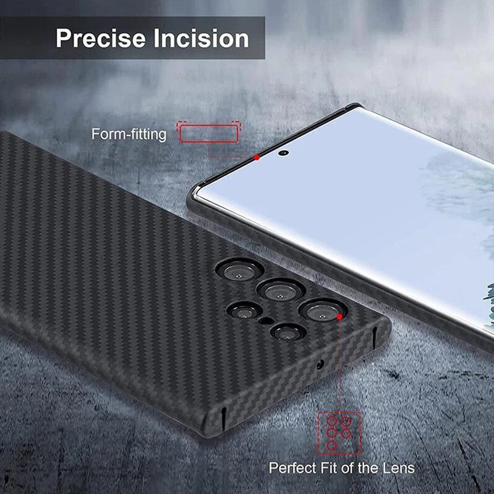 Ultra-Thin Kevlar Pure Carbon Fiber Phone Case For Samsung Galaxy S23 S24 26 Ultra Plus Commercial Aramid Fiber Shockproof Cover