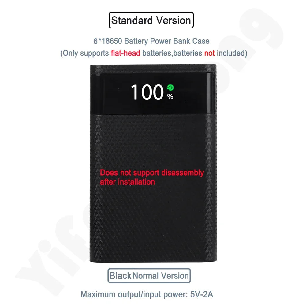 18650 Battery Power Bank Box 22.5W Fast Charging LCD Display 20000Mah Power Board For 6X18650 Battery Powerbank Case