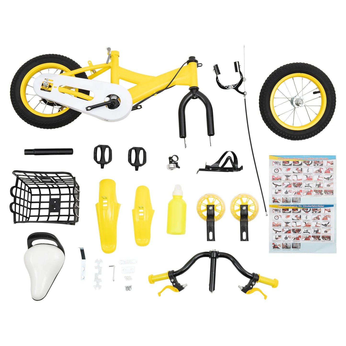 Children Bike Boys Girls Toddler Bicycle Adjustable Height Kid Bicycle with Basket for 2-4 Years Old Blue / Red / Yellow