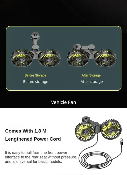 3-speed Car Fan Rear Seat Ventilador USB Freshener Air Conditioner Climatiseur Ventilateur Voiture Ventilatore Auto Cooler