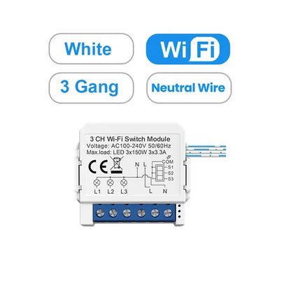 AVATTO WiFi Smart Light Switch Module，1/2/3/4 Gang DIY Breaker Neutral Wire Control Works With Tuya Alexa, Google Home