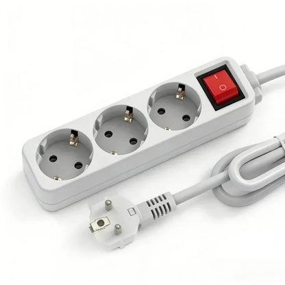 Melery Power Strip Surge Protector 3/4/5/6 AC EU Electrical Plug Outlet Socket Lead Extension Adapter Extenstion Cord Cable 1.5m
