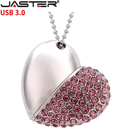 High Speed Metal Necklace USB 3.0 Flash Drive 4G 8G 16GB 32GB 64GB 128GB Heart Pen Drives Gifts  Memory Stick 100% Real Capacity